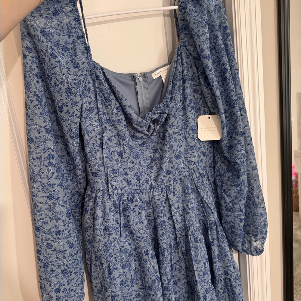 Altar'd State Blue Floral Long Sleeve Dress